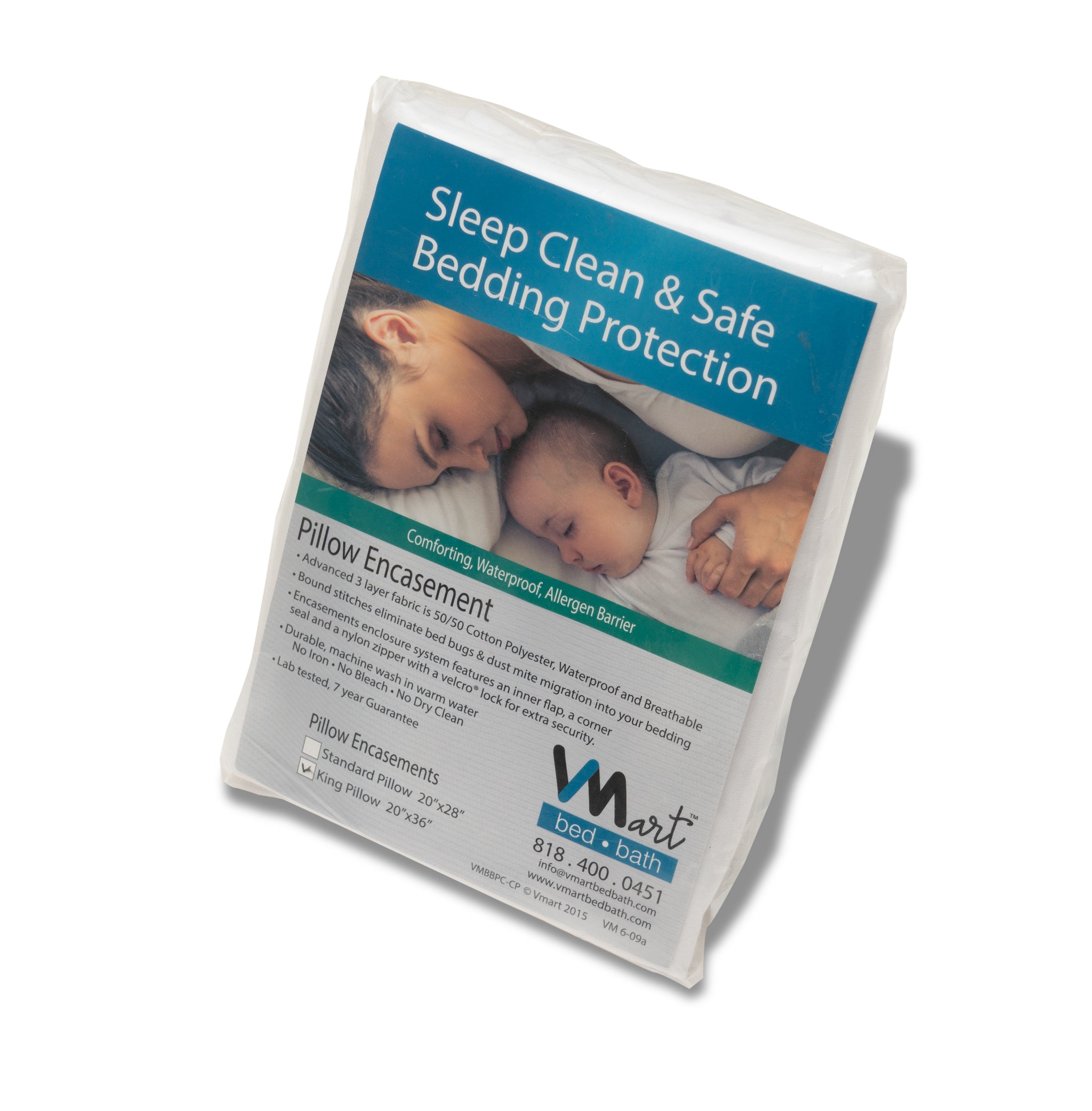 Bed Bug Safe, Waterproof Pillow Protectors - 100% cotton, zippered, locked, lab tested