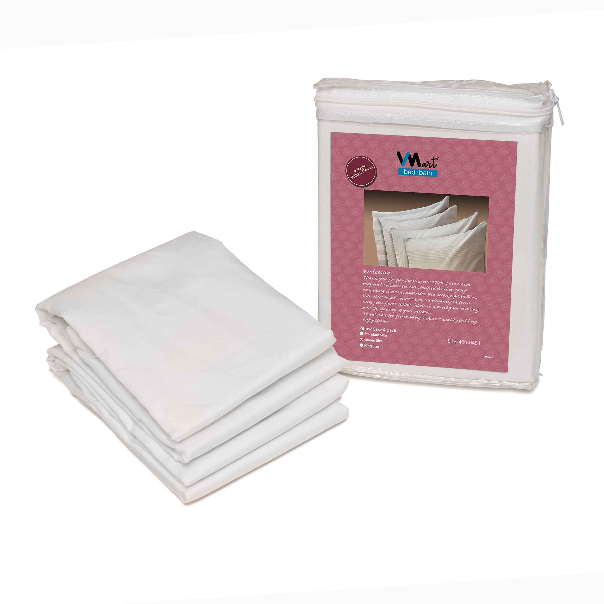 100% Cotton Sateen 400TC Pillow Covers pack of 4