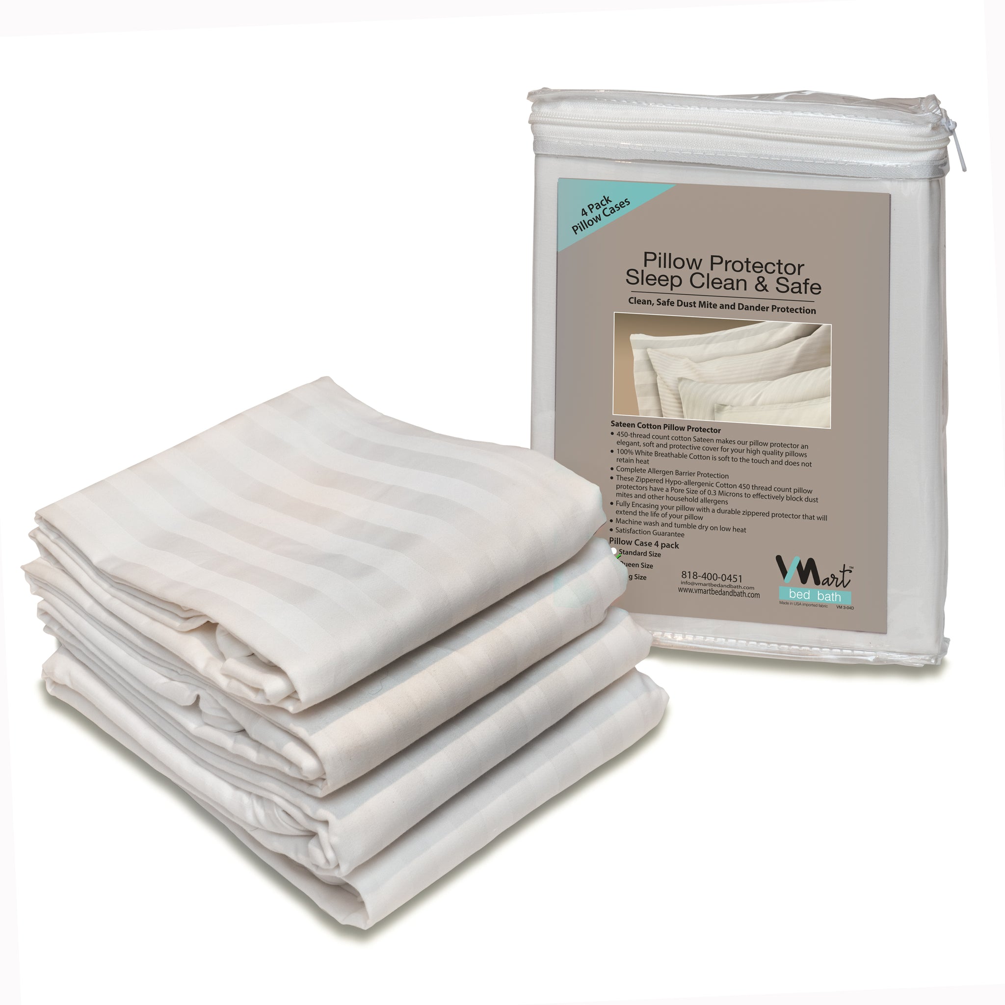 100% Cotton Sateen 400TC Pillow Covers pack of 4