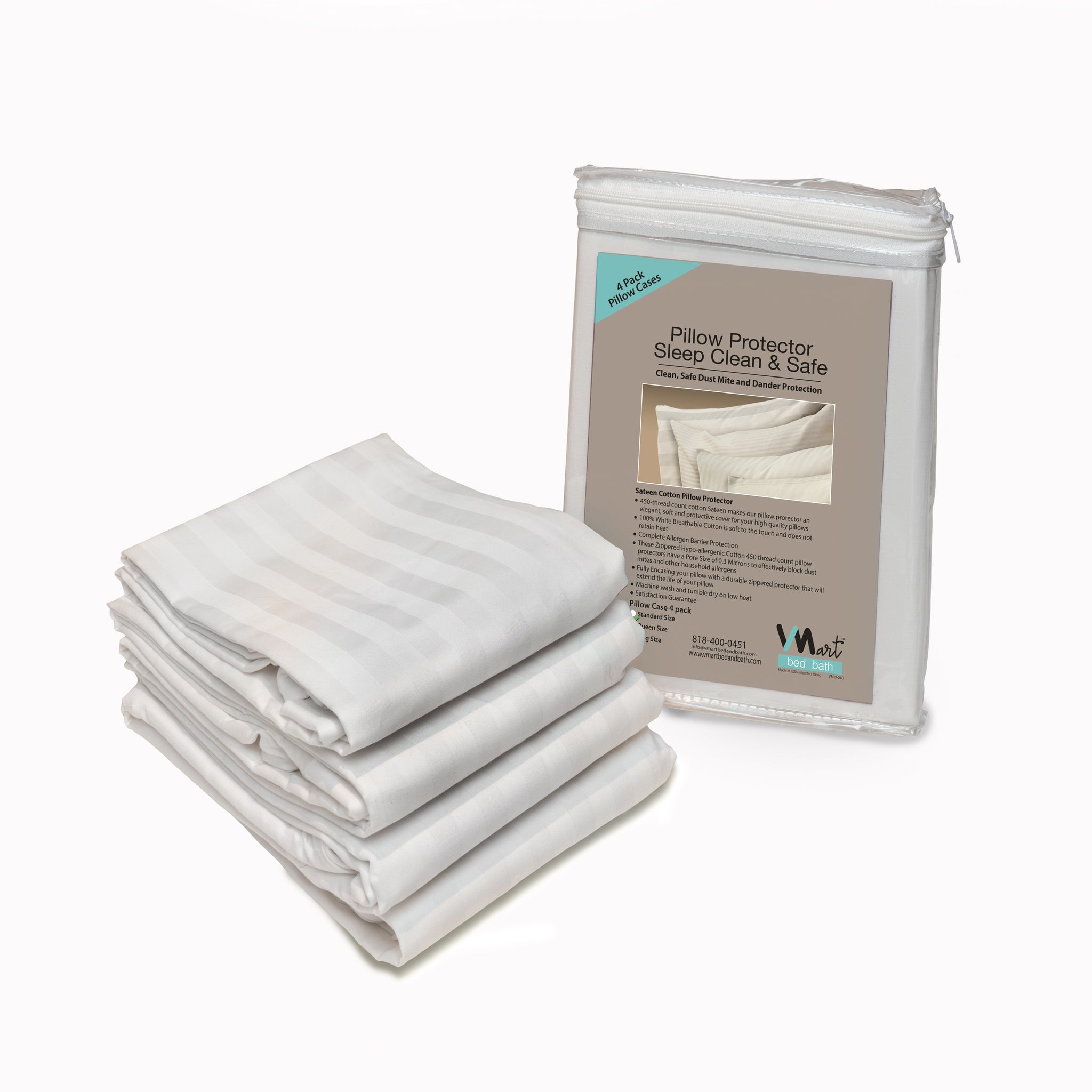 100% Cotton Sateen 400TC Pillow Covers pack of 4