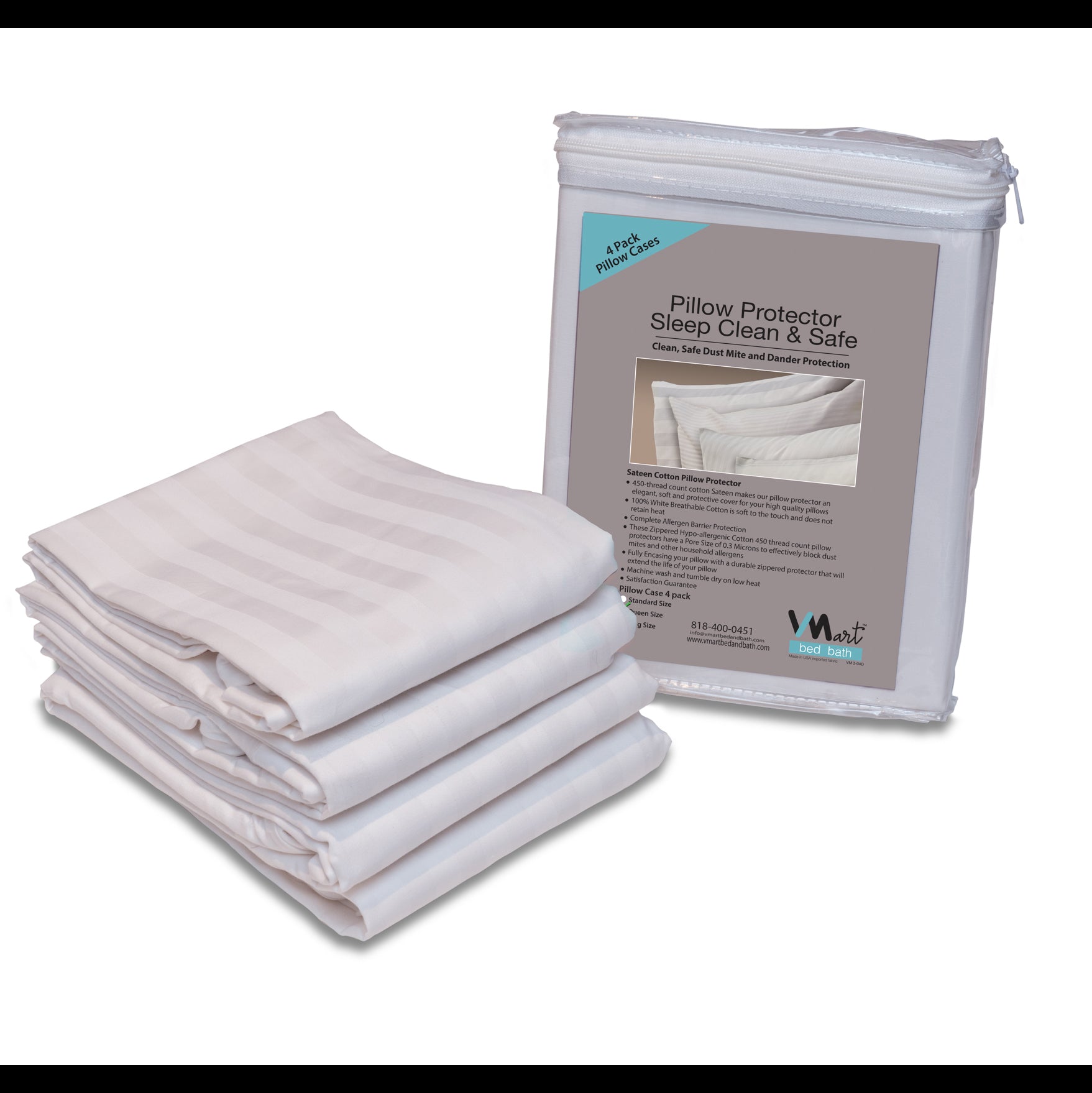 100% Cotton Sateen 400TC Pillow Covers pack of 4