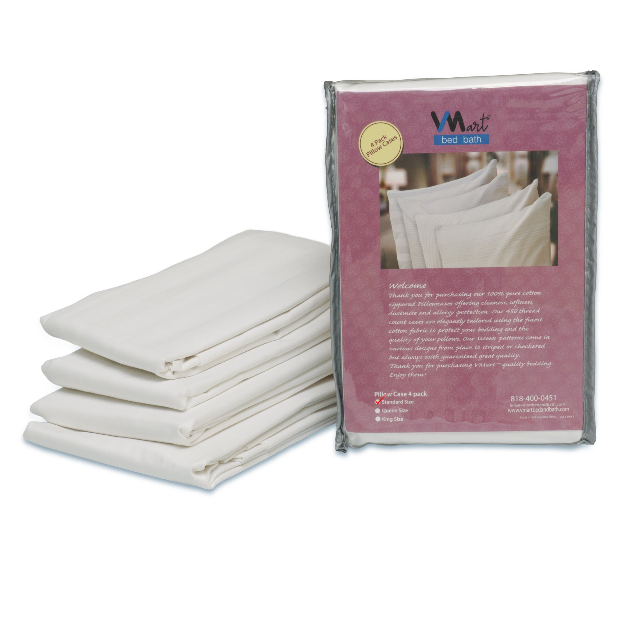 100% Cotton Sateen 400TC Pillow Covers pack of 4
