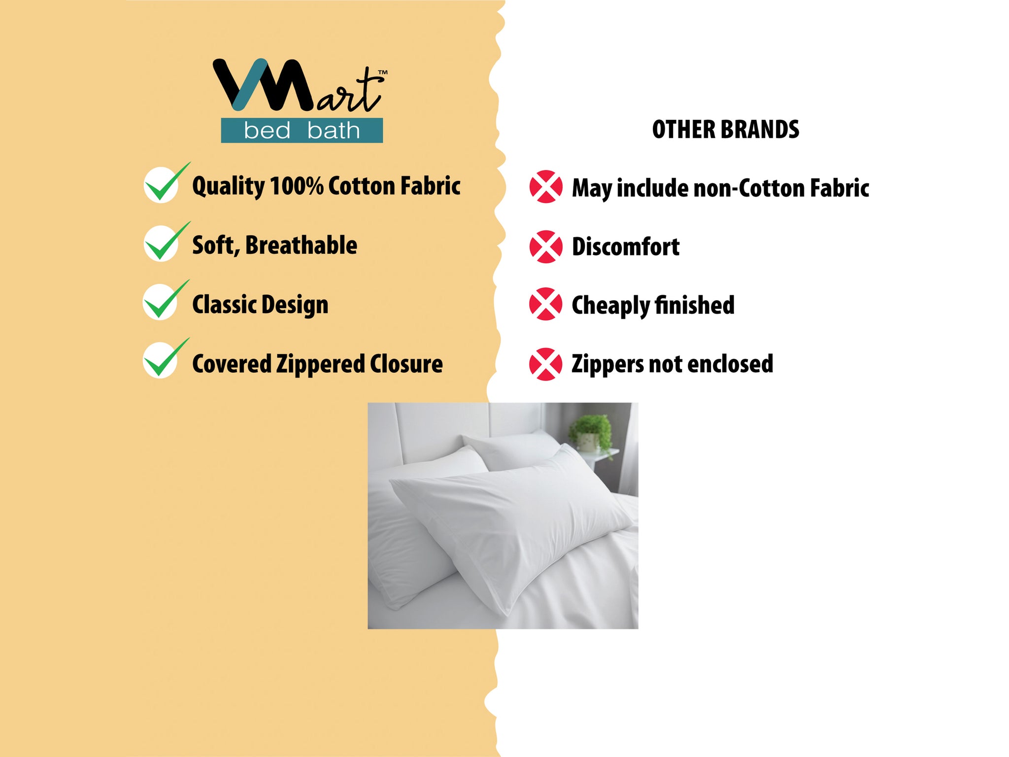 Sateen Cotton Pillow Zippered Cases 450TC