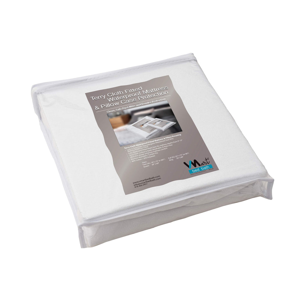 100%  Terry Cotton Mattress Protector - Fitted, Waterproof