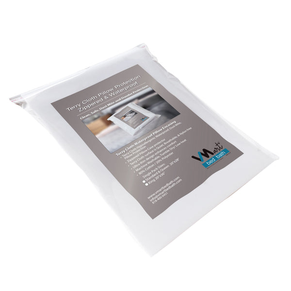 100% Waterproof Hypoallergenic Terry Cotton Zippered Pillow Protector Pack of  2